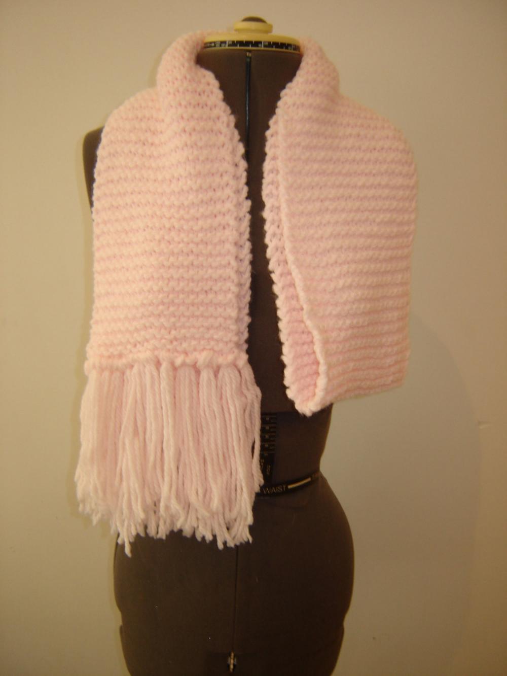Pink Handmade Knitted Scarf