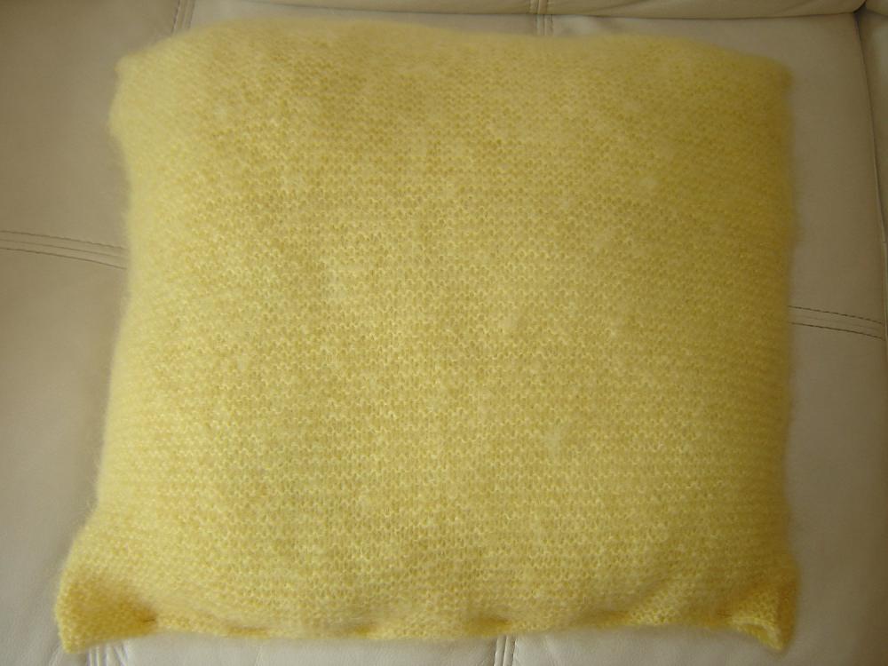 Large Square Yellow Mohair Cushion